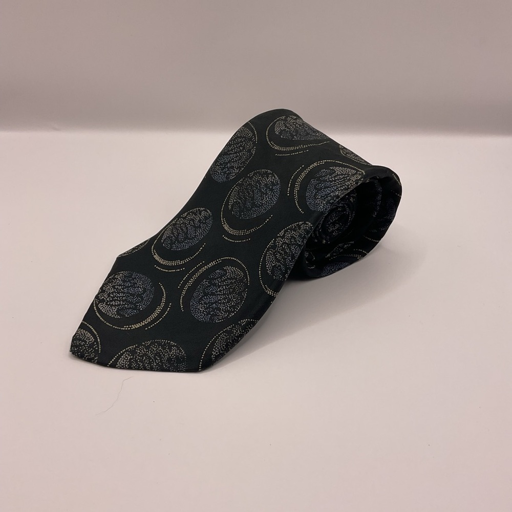 Cellini Collection‎ Black/Blue/Tan Cream Gold Jacquard Tie Necktie 3.5 wide
